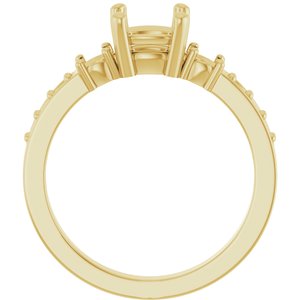 10K Yellow Gold 6x6 mm Cushion Ring Mounting – image 4