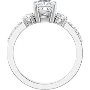 14K White Gold 6x6 mm Cushion Ring Mounting – image 3