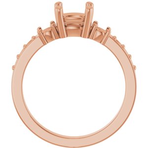 14K Rose Gold 6x6 mm Cushion Ring Mounting – image 4