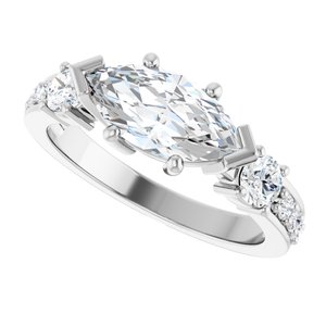 10K White Gold 11x5.5 mm Marquise Ring Mounting – image 8