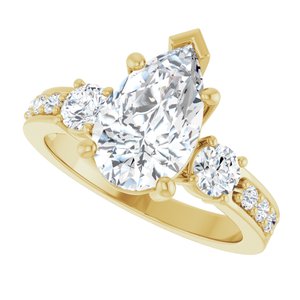 14K Yellow Gold 11.5x7 mm Pear Ring Mounting – image 8
