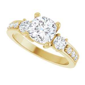 10K Yellow Gold 6.5x6.5 mm Cushion Ring Mounting – image 8