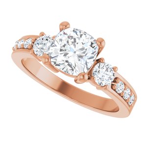 14K Rose Gold 6.5x6.5 mm Cushion Ring Mounting – image 8