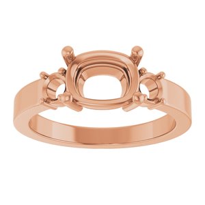 10K Rose Gold 8.5x6.5 mm Elongated Cushion Ring Mounting – image 6