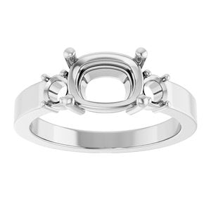 14K White Gold 8.5x6.5 mm Elongated Cushion Ring Mounting – image 6