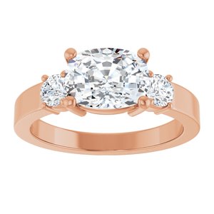 10K Rose Gold 8.5x6.5 mm Elongated Cushion Ring Mounting – image 5