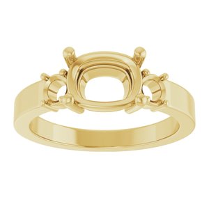10K Yellow Gold 8.5x6.5 mm Elongated Cushion Ring Mounting – image 6
