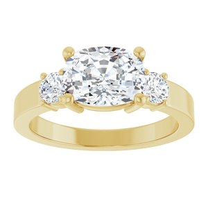 14K Yellow Gold 8.5x6.5 mm Elongated Cushion Ring Mounting – image 5