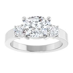 18K White Gold 8.5x6.5 mm Elongated Cushion Ring Mounting – image 5