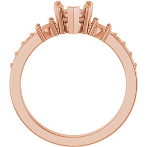 10K Rose Gold 6x6 mm Heart Ring Mounting – image 4