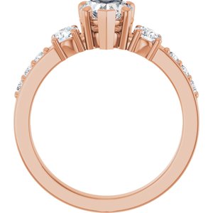 14K Rose Gold 6x6 mm Heart Ring Mounting – image 3