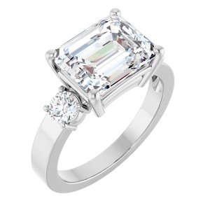 14K X1 White Gold 10x8 mm Emerald Ring Mounting