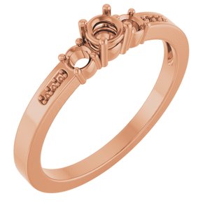 14K Rose Gold 3.4 mm Round Ring Mounting – image 2