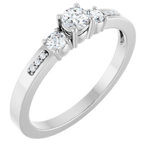 10K White Gold 3.4 mm Round Ring Mounting
