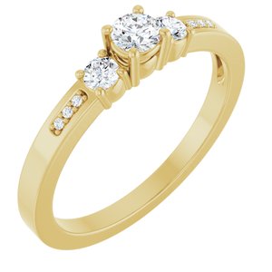 14K Yellow Gold 3.4 mm Round Ring Mounting