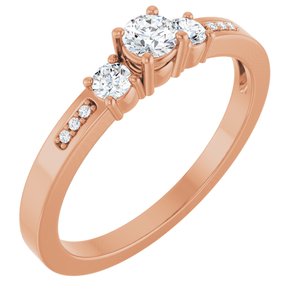18K Rose Gold 3.4 mm Round Ring Mounting