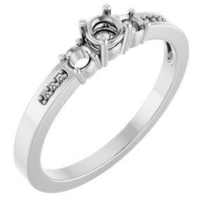 18K White Gold 3.4 mm Round Ring Mounting – image 2