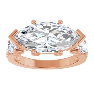 10K Rose Gold 16x8 mm Marquise Ring Mounting – image 5