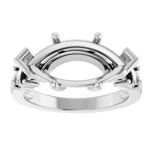 14K X1 White Gold 16x8 mm Marquise Ring Mounting – image 6
