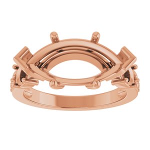 10K Rose Gold 16x8 mm Marquise Ring Mounting – image 6