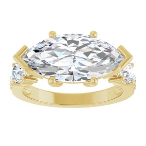 14K Yellow Gold 16x8 mm Marquise Ring Mounting – image 5