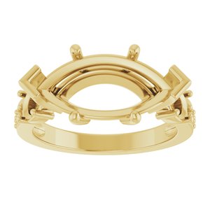 10K Yellow Gold 16x8 mm Marquise Ring Mounting – image 6