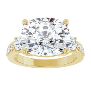 14K Yellow Gold 12x10 mm Elongated Cushion Ring Mounting – image 5