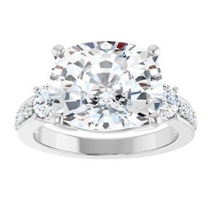 10K White Gold 12x10 mm Elongated Cushion Ring Mounting – image 5