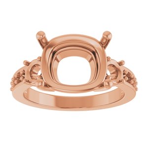18K Rose Gold 12x10 mm Elongated Cushion Ring Mounting – image 6