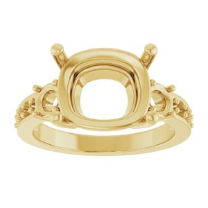 14K Yellow Gold 12x10 mm Elongated Cushion Ring Mounting – image 6