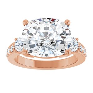 10K Rose Gold 12x10 mm Elongated Cushion Ring Mounting – image 5