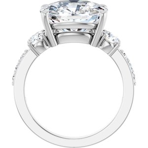 10K White Gold 12x10 mm Elongated Cushion Ring Mounting – image 3