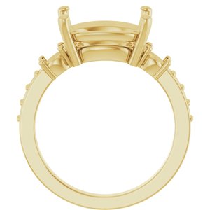 10K Yellow Gold 12x10 mm Elongated Cushion Ring Mounting – image 4