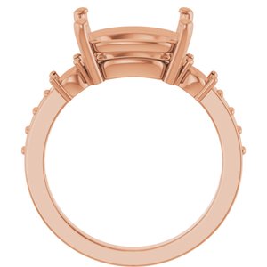 18K Rose Gold 12x10 mm Elongated Cushion Ring Mounting – image 4
