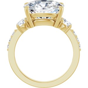 18K Yellow Gold 12x10 mm Elongated Cushion Ring Mounting – image 3