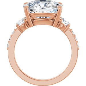 18K Rose Gold 12x10 mm Elongated Cushion Ring Mounting – image 3