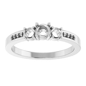 18K White Gold 3.8 mm Round Ring Mounting – image 6