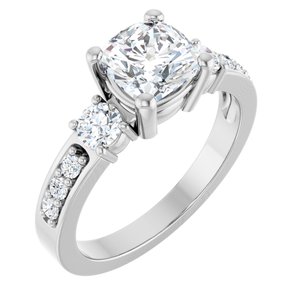 10K White Gold 6.5x6.5 mm Cushion Ring Mounting