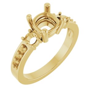 10K Yellow Gold 6.5x6.5 mm Cushion Ring Mounting – image 2