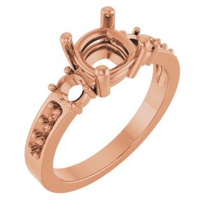 14K Rose Gold 6.5x6.5 mm Cushion Ring Mounting – image 2