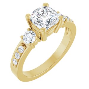 10K Yellow Gold 6.5x6.5 mm Cushion Ring Mounting