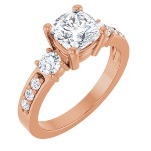 14K Rose Gold 6.5x6.5 mm Cushion Ring Mounting