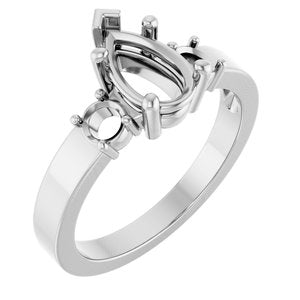 Platinum 9x5.5 mm Pear Ring Mounting – image 2
