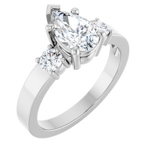 Platinum 9x5.5 mm Pear Ring Mounting