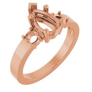 14K Rose Gold 9x5.5 mm Pear Ring Mounting – image 2