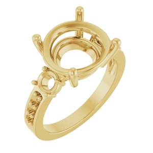 14K Yellow Gold 13x11 mm Oval Ring Mounting – image 2