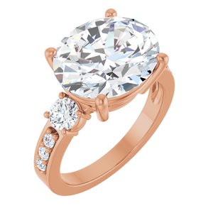 18K Rose Gold 13x11 mm Oval Ring Mounting
