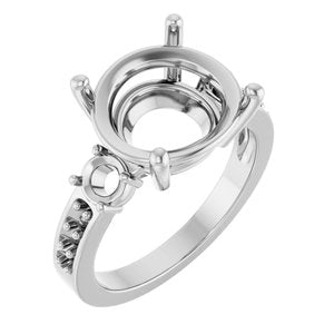 14K White Gold 13x11 mm Oval Ring Mounting – image 2
