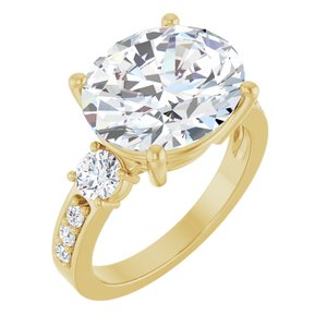 18K Yellow Gold 13x11 mm Oval Ring Mounting