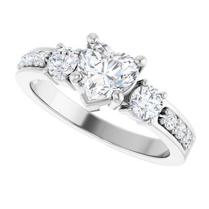 10K White Gold 6x6 mm Heart Ring Mounting – image 8